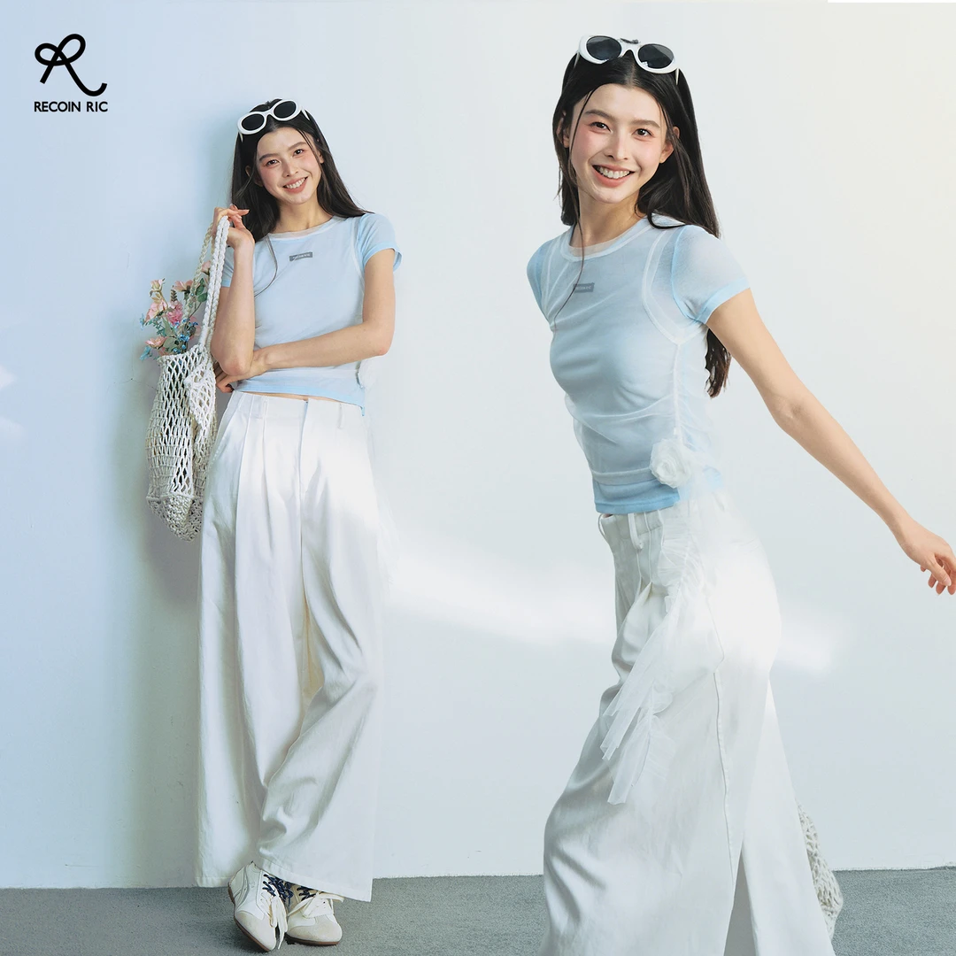 RECOIN R1C蓝色网纱双层T恤/白色莱赛尔西裤