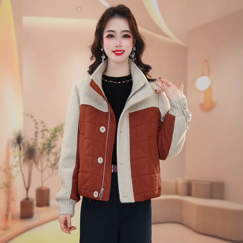 2025年冬季新款时尚气质洋气百搭显瘦女士休闲立领短款棉服外套