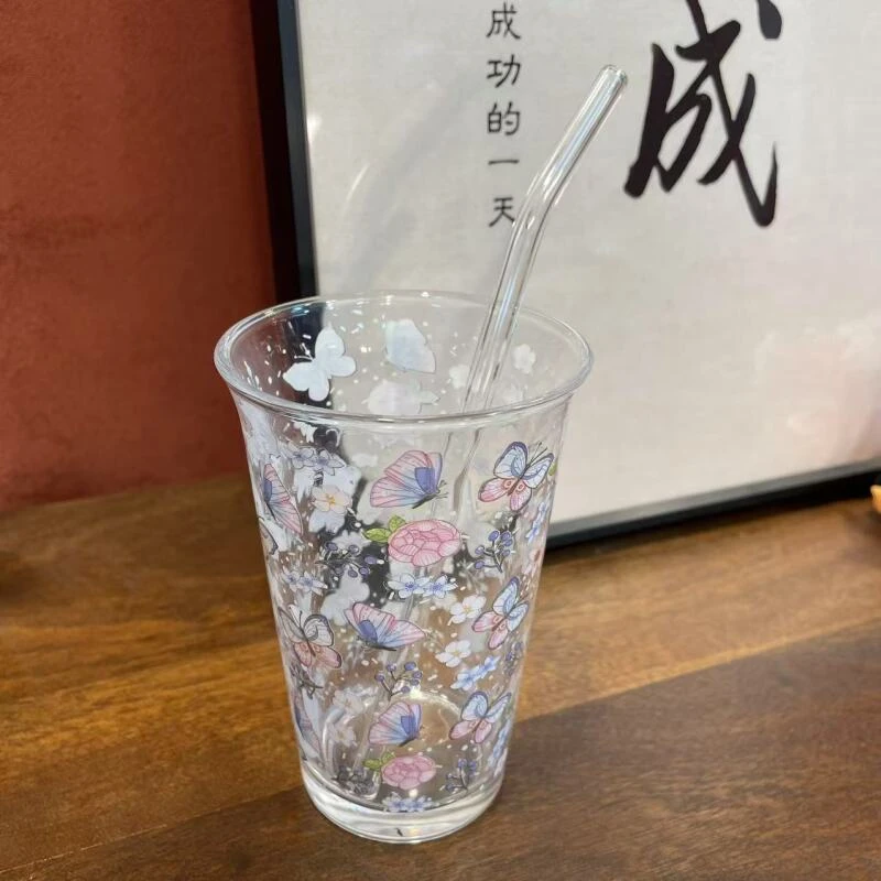 蝴蝶-绿茶杯（带透明吸管）-6116