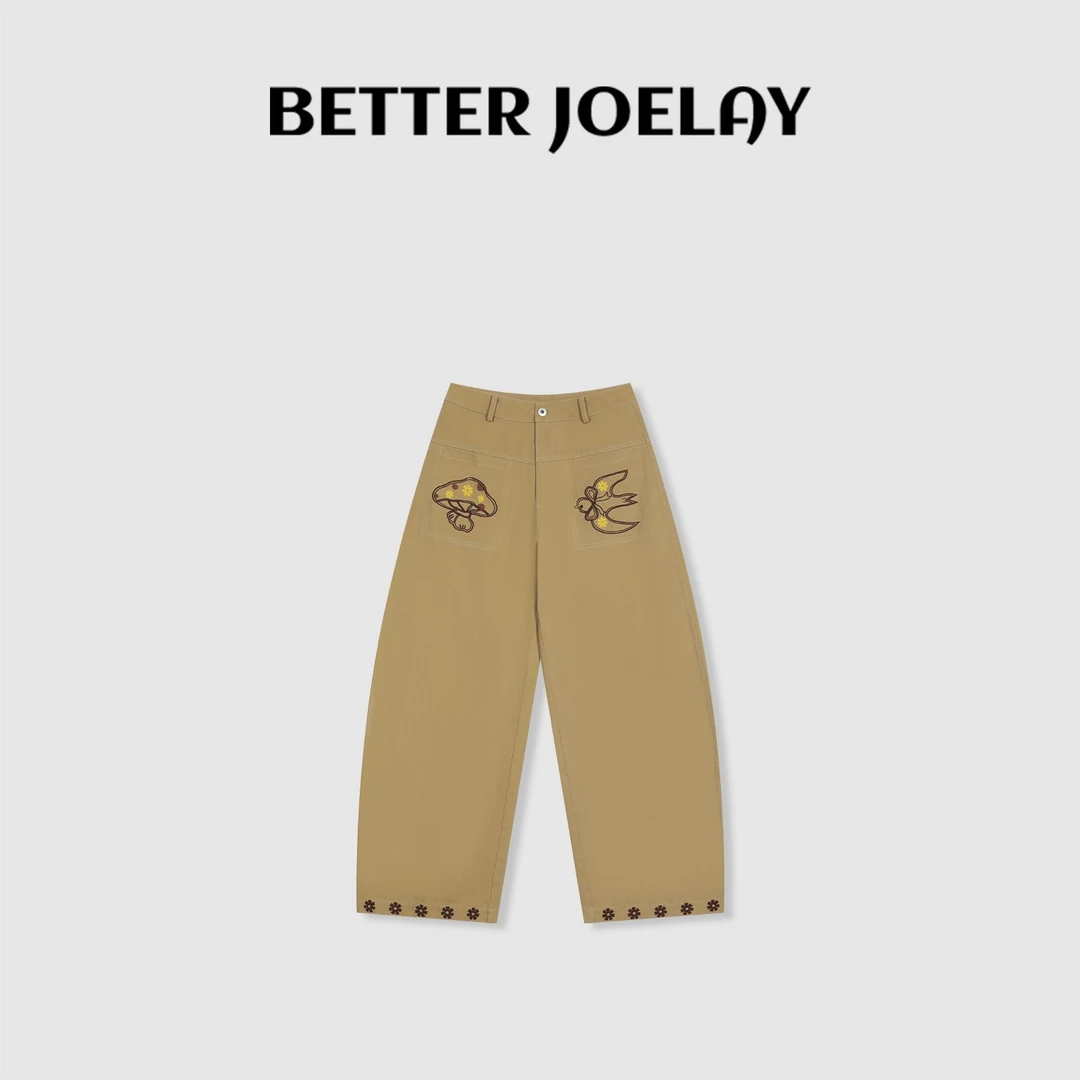 BETTER JOELAY-【蘑菇邮差】纯棉宽松休闲裤经典垂感长裤Z7585
