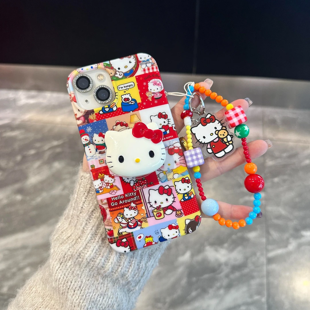 卡通插画拼接kt猫日常适用苹果16手机壳iphone15promax可爱14女13