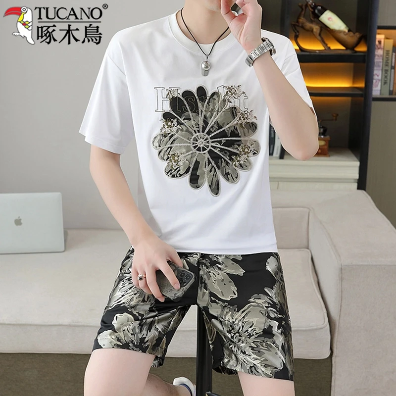 TUCANO/啄木鳥男士休闲两件套夏季爆款圆领短袖短裤韩版薄款套装