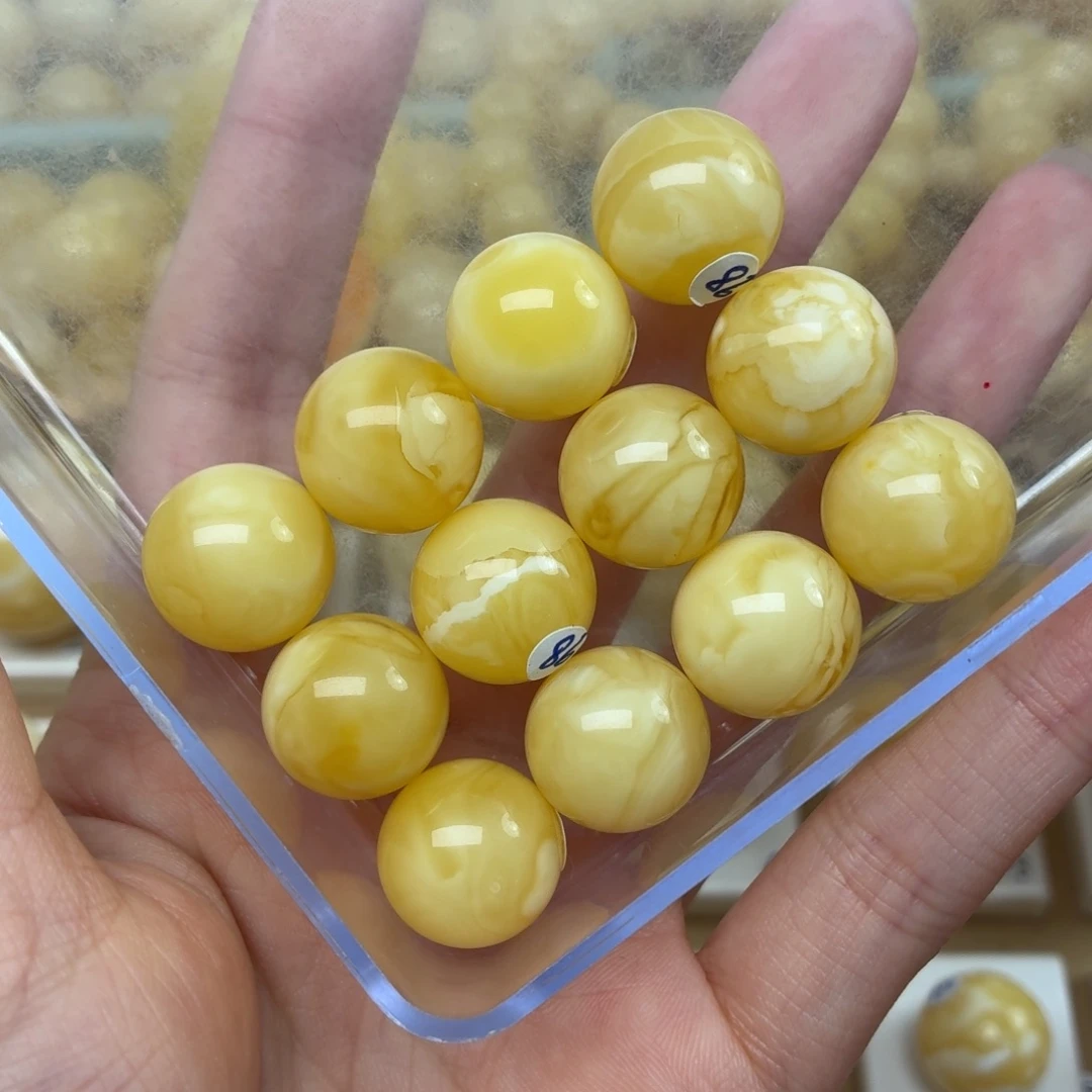 未镶嵌蜜蜡裸石蜜蜡圆珠手串15+