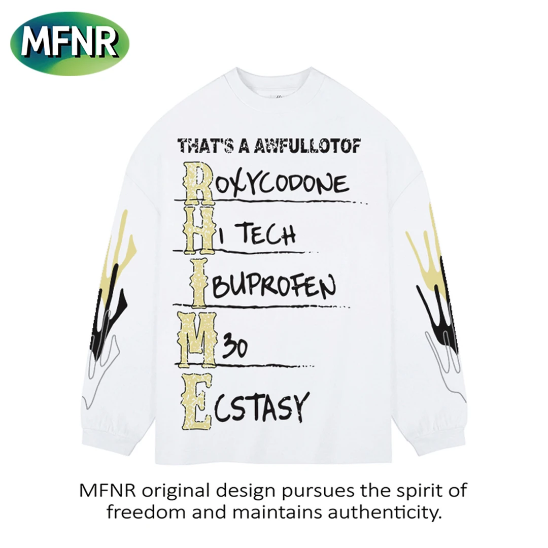 美式复古字母印花长袖T恤男秋冬新款圆领宽松重磅纯棉打底上衣潮