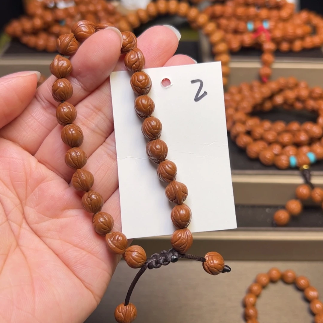 桃核手串野生玉龙脊小龙纹08精品无修