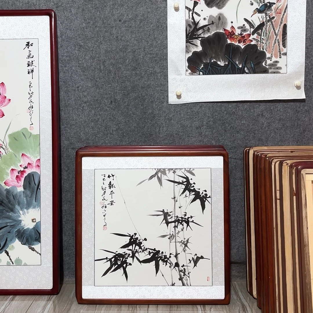 国画书画作品带框63×63