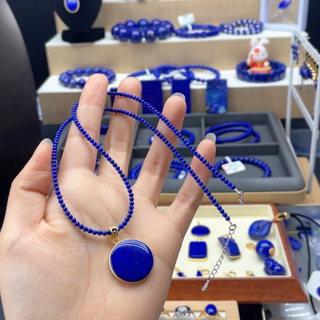 银S925镶嵌青金石吊坠套装