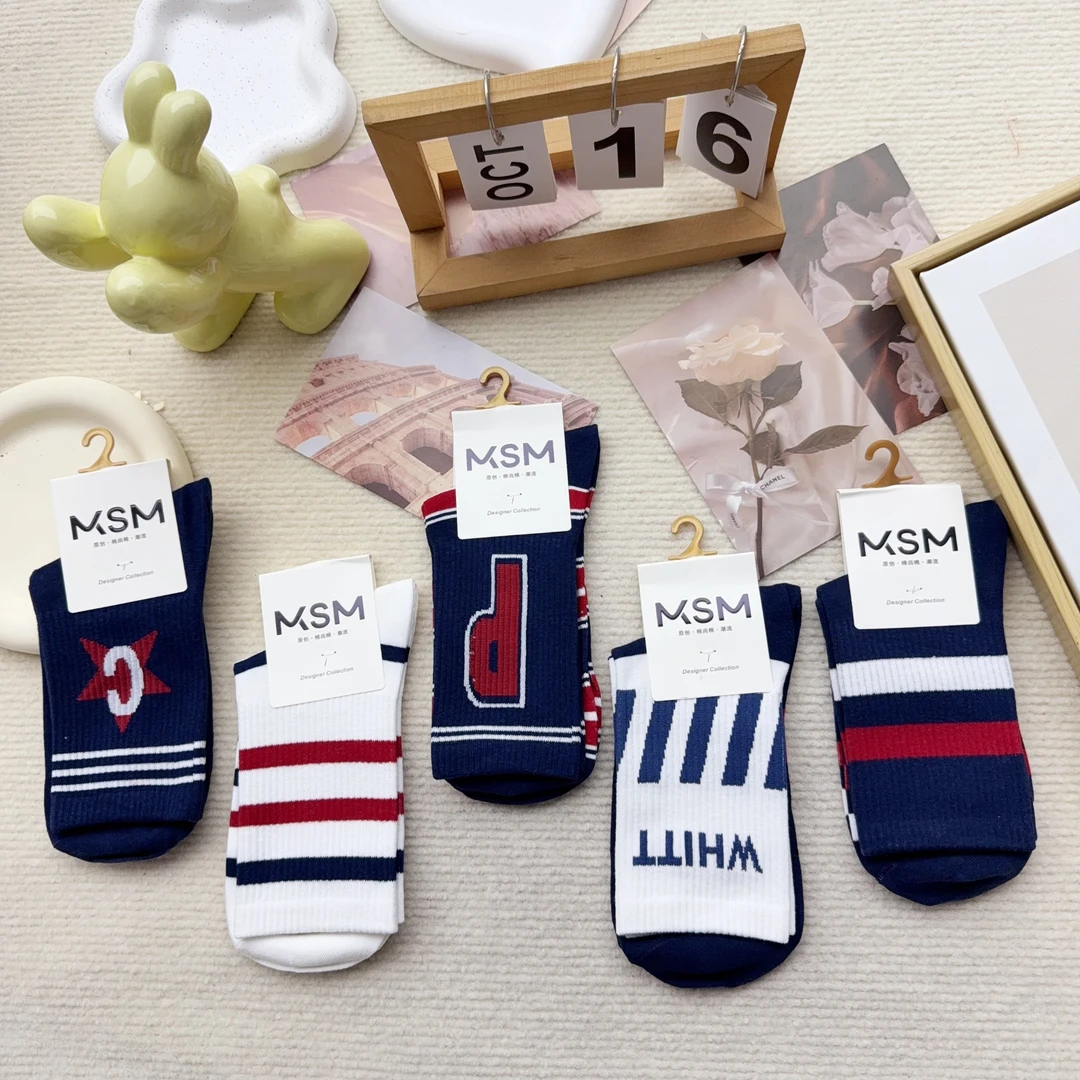 MD002-73 五双男袜休闲简约时尚中筒袜