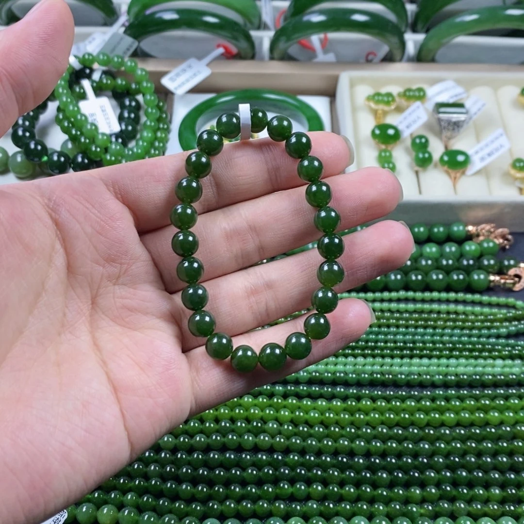 和田玉（碧玉）手串未镶嵌卡8