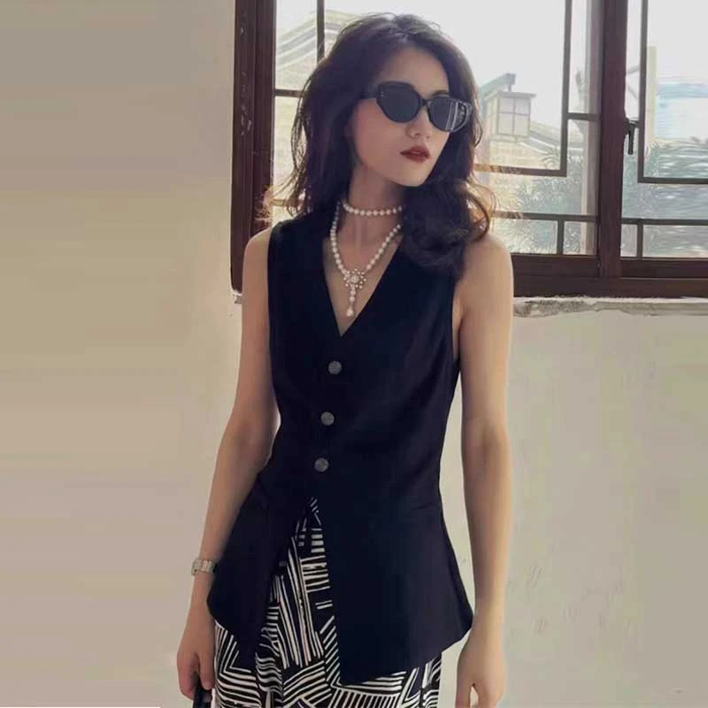 {专柜}商场同款2025春夏百搭V领单排扣气质通勤马甲外套1400756