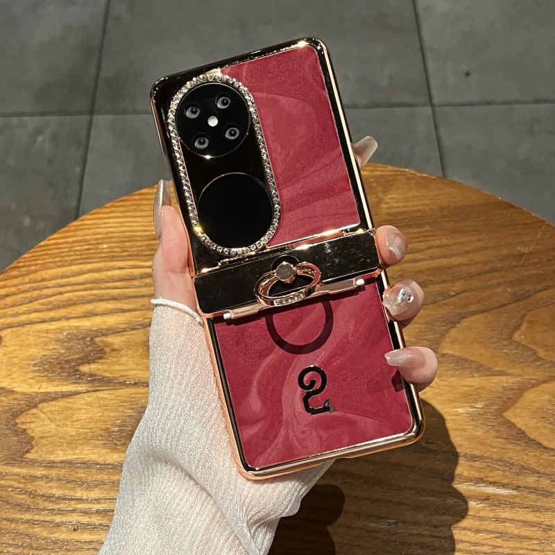 蛇年限定适用华为Pocket2折叠屏手机壳闪钻镜头电镀皮纹奢华防摔