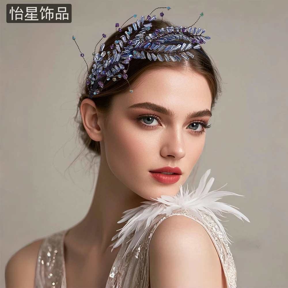 怡星梦幻水晶发箍小清新仙女森系漂亮网红款发饰浅蓝小众头饰A25