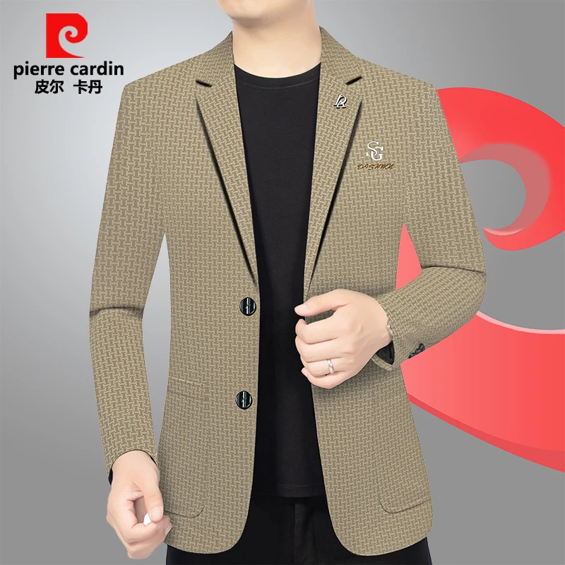 皮尔卡丹男士新款高端商务休闲西服春秋季西装领外套男装时尚潮流