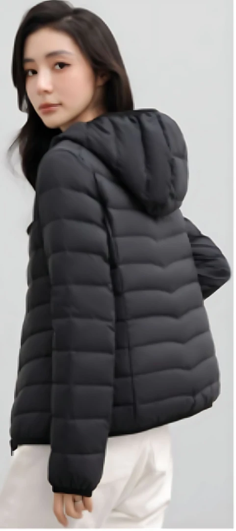 HY235155Y薄款修身型保暖女士休闲连帽秋冬轻薄外套，休闲百搭