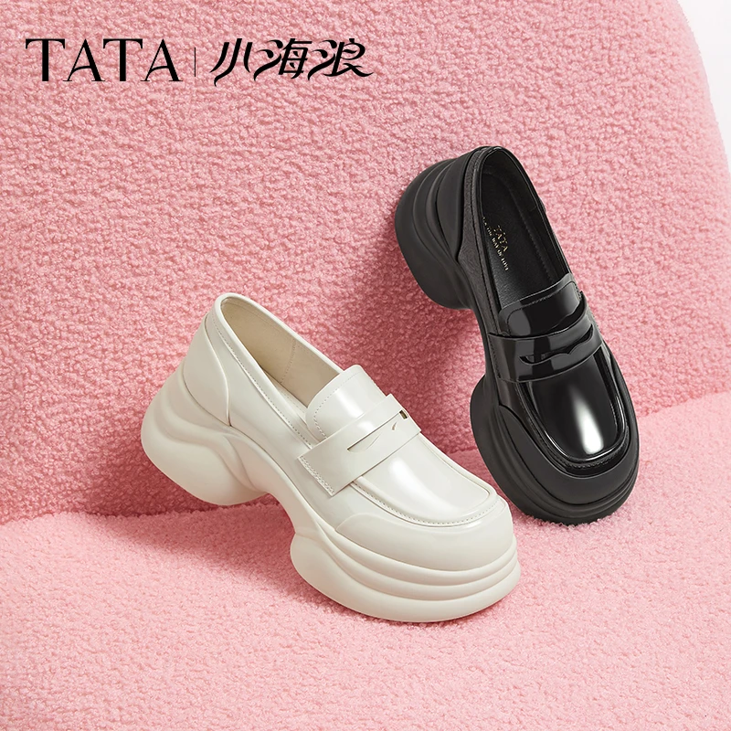 TATA他她小海浪休闲厚底乐福鞋女鞋子小皮鞋2024秋冬新款CCJ01CA4