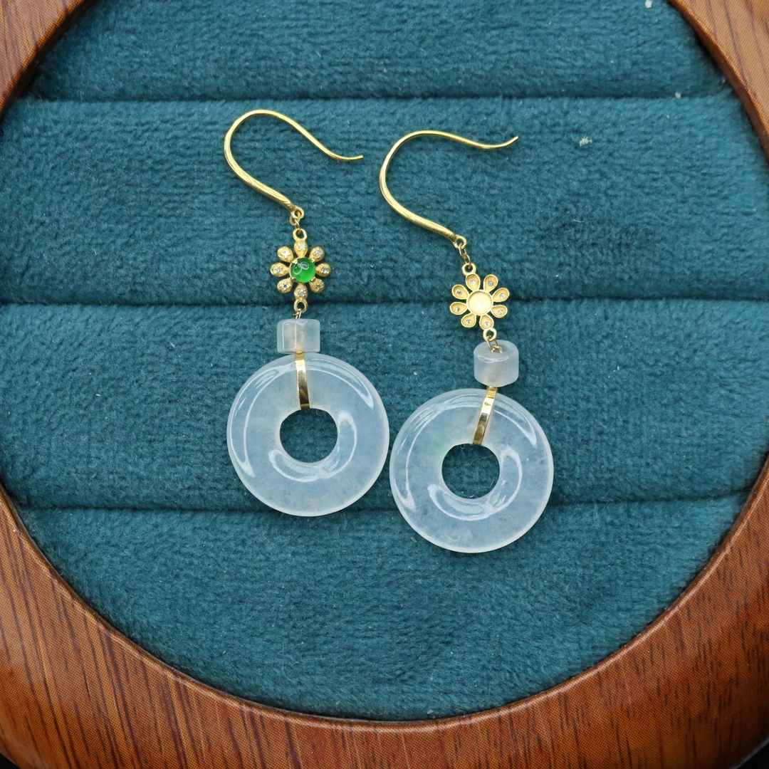 FC44天然缅甸翡翠A货18k耳饰/200350/保利厦门拍卖