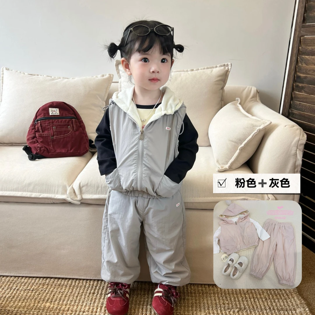 【鱼子酱】D2509TZ加绒马甲裤子两件套中小童女童童装