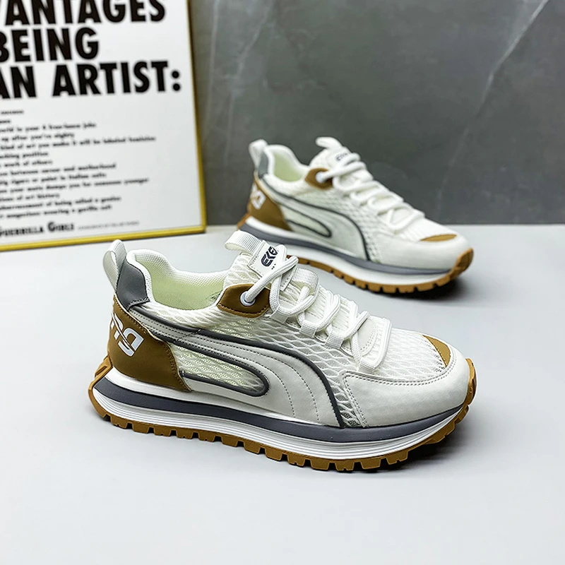 潮牌男鞋2025年夏季新款百搭运动增高网面鞋厚底舒适透气休闲男鞋