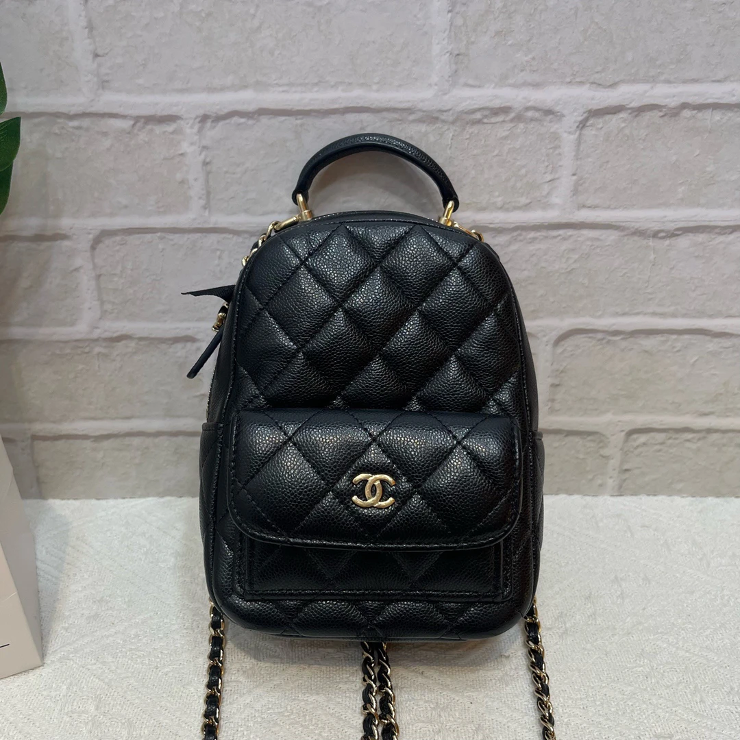 99新 Chanel/香奈儿 /24A 书包mini黑金荔枝纹/24年芯片款