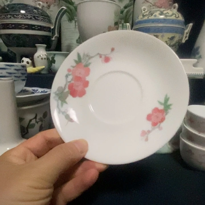 醴陵釉下五彩手绘梅花托
