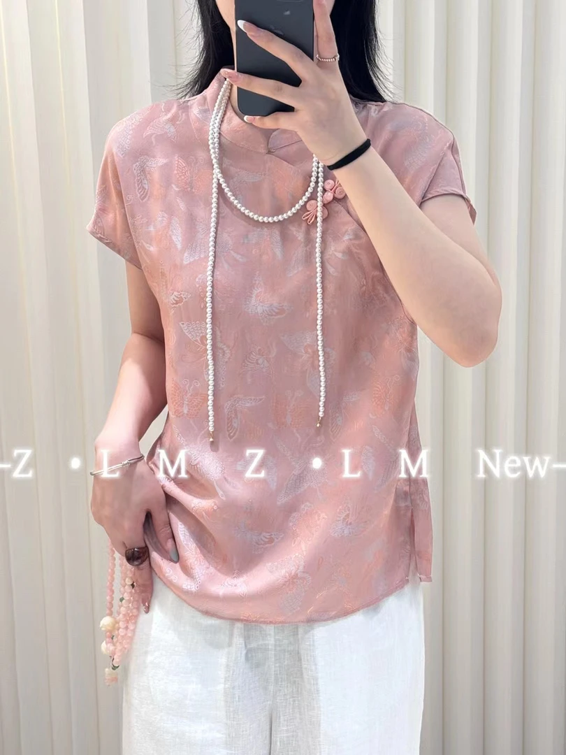 锦罗新中式蝴蝶斜襟上衣