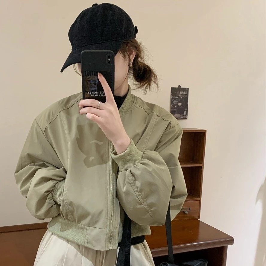 2025胖mm秋季休闲夹克外套女百搭显瘦宽松小个子短款上衣棒球服潮