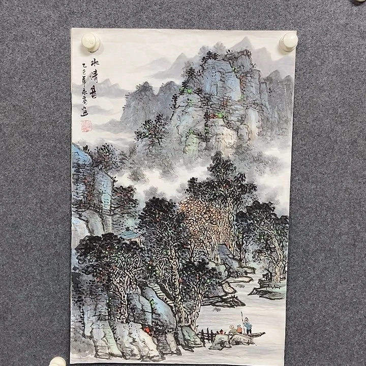国画四尺三开一副