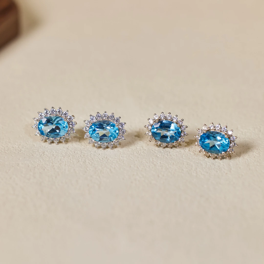 【歪歪】托帕石蛋面太阳花耳钉（多样性发一）XB-W8591