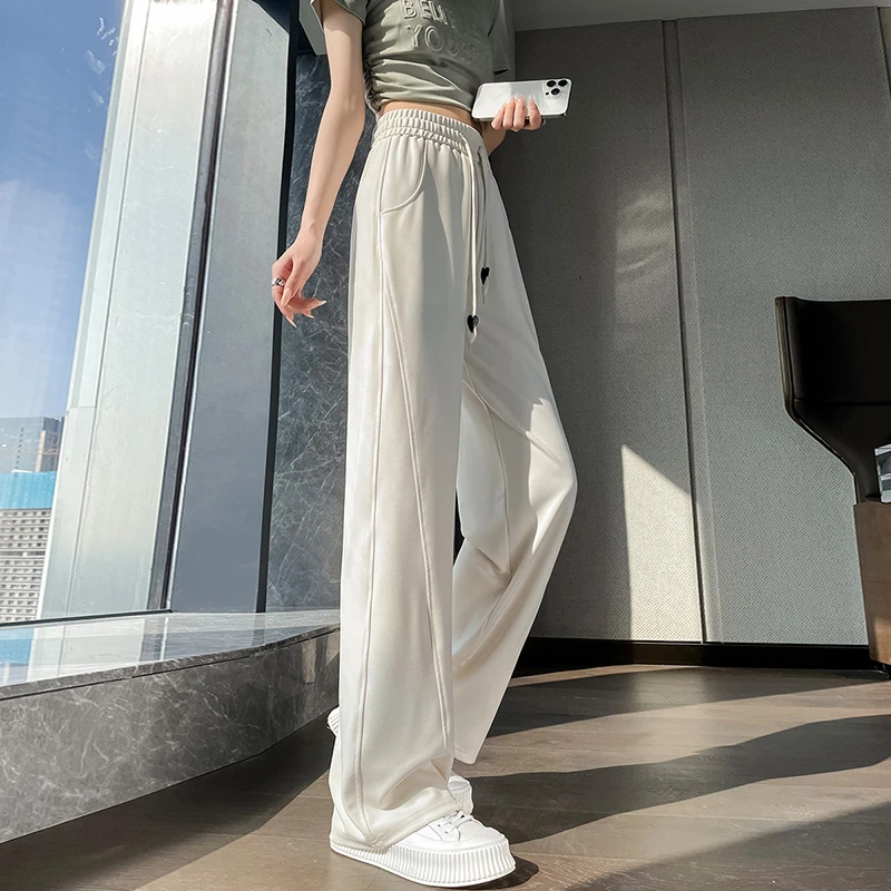 冰丝窄版阔腿裤女夏季薄款2025爆款垂感小个子运动直筒香蕉女裤子