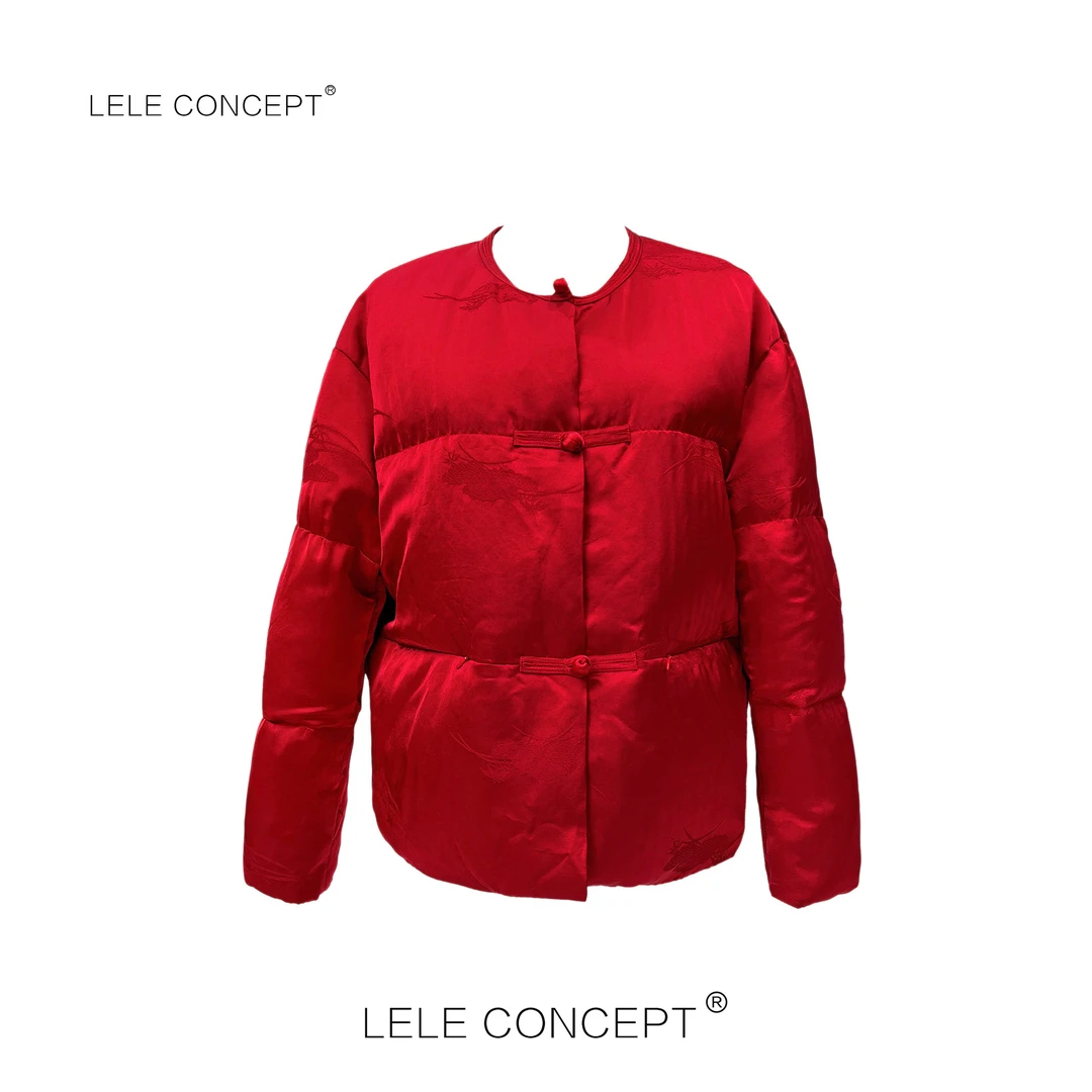 LELE CONCEPT丨新中式轻奢雅致款无领盘扣新年红外套Y0540短款
