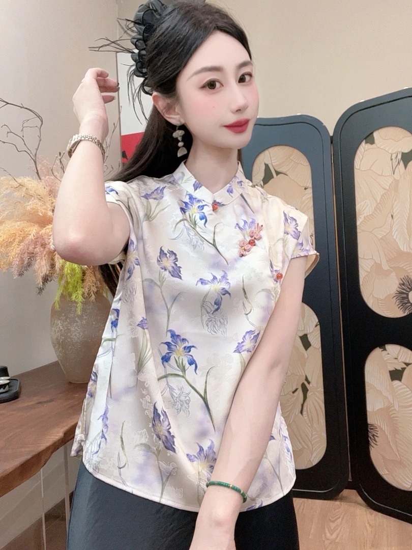 【君如兰】2025夏季新款气质百搭显瘦新中式短袖女日常宽松