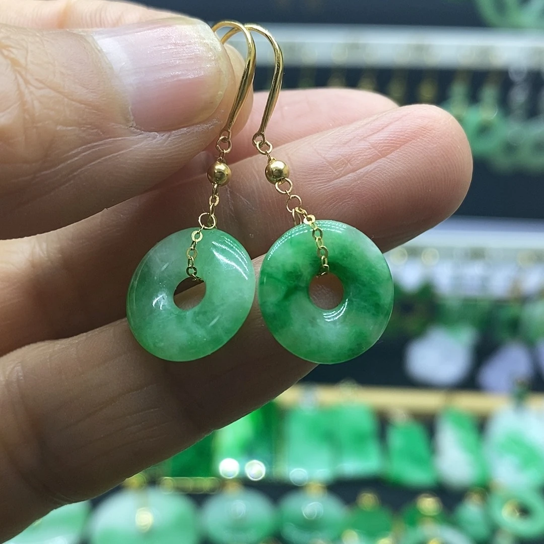 翡翠18K金镶嵌耳饰耳饰