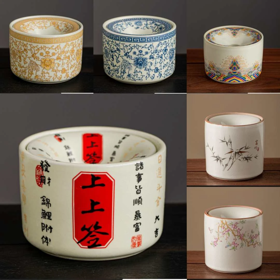 汝窑上上签烟灰缸防飞灰茶洗陶瓷茶水茶渣缸水盂杯洗家用茶具配件