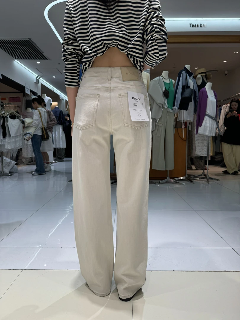 巴布68357牛仔裤女2025春新款直筒裤Kabodo高腰灰白色窄版阔腿裤