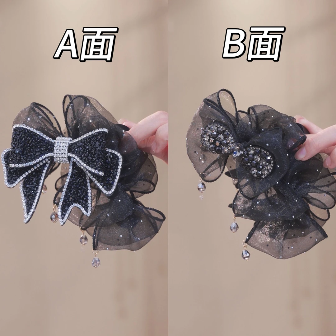AB面蝴蝶结发夹网纱气质高级感发夹2854