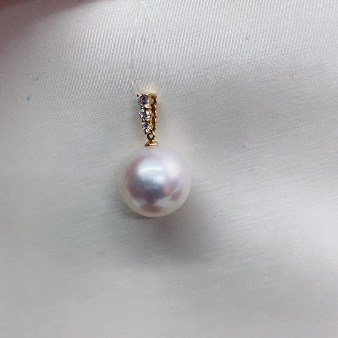 吊坠(不含链)18K金镶嵌海水珍珠13-14