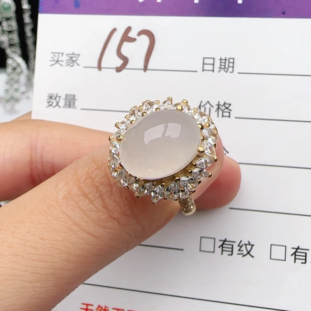 翡翠戒指银S925镶嵌戒指