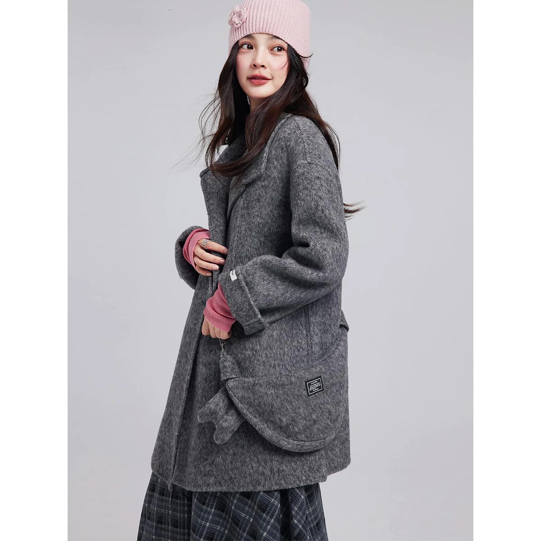 秋冬新款高级感流行双面绒大衣女装中长款羊毛呢显瘦气质外套保暖