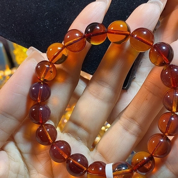 蓝珀未镶嵌珠宝奇石墨西哥红蓝手串10