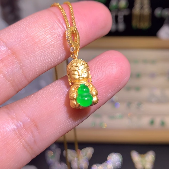 翡翠银S925镶嵌颈饰葫芦