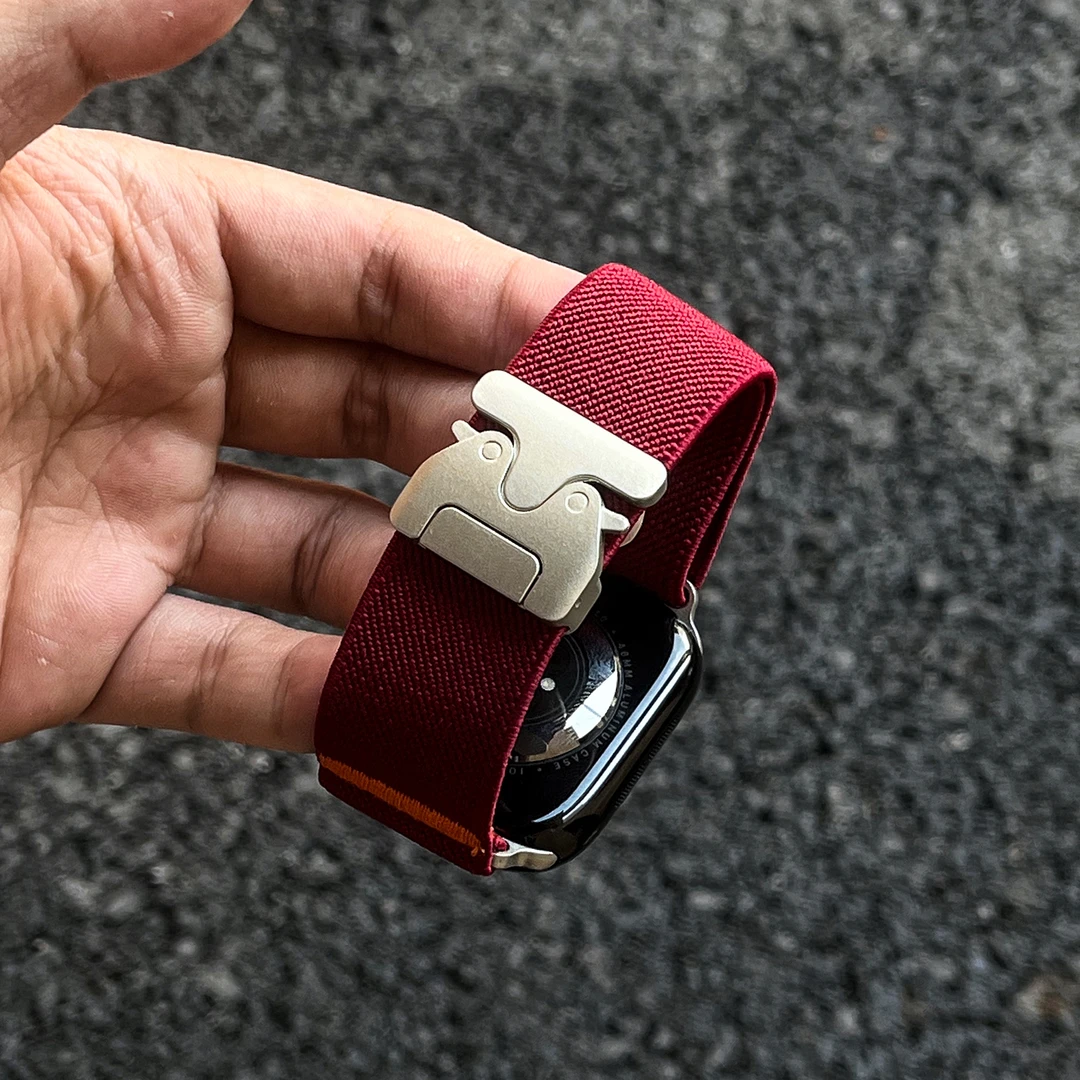 适用苹果手表AppleWatchS11编织弹力透气降落伞尼龙S10/98765表带