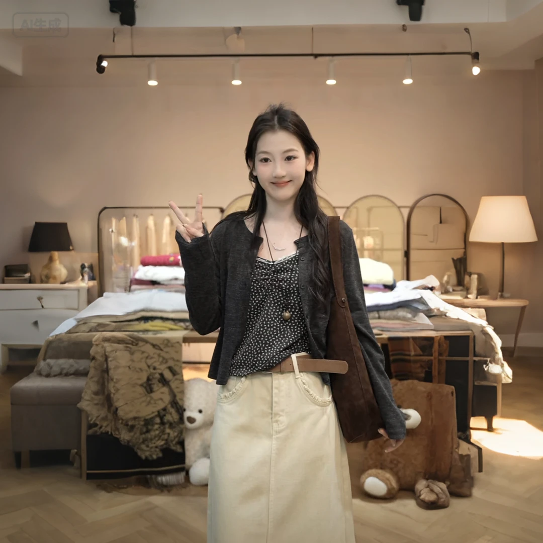 【闵笑一】碎花浪漫25早秋新款设计款百搭显瘦上衣开衫两件套潮牌
