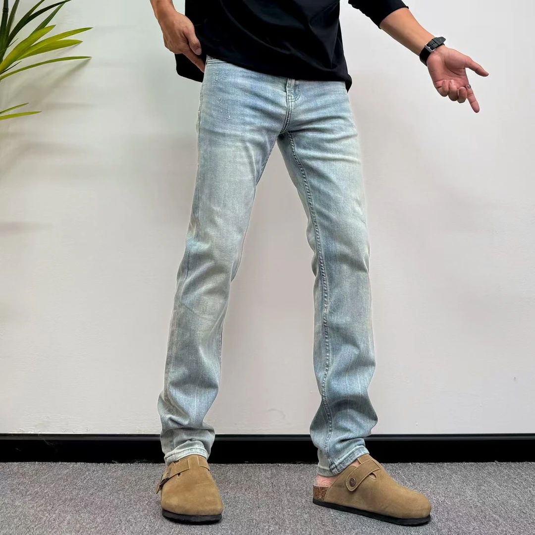 2025春秋简约水洗复古男士修身直筒时尚百搭男生衣服高级感牛仔裤