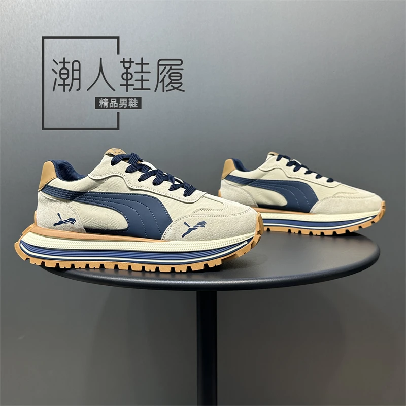 潮牌秋季新款阿甘鞋舒适百搭时尚休闲鞋厚底增高低帮系带运动鞋男