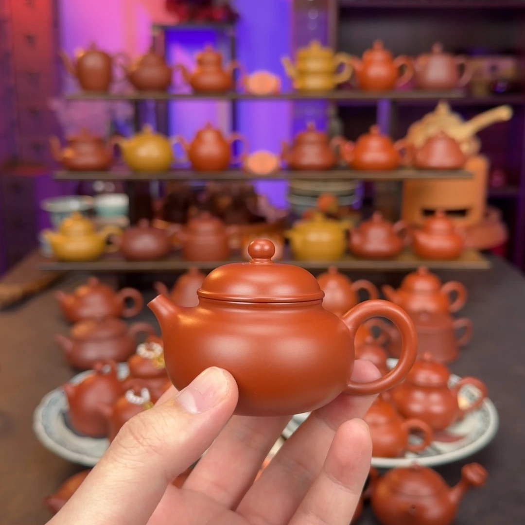 ～***～茶壶紫砂潮州手拉壶朱泥容天
