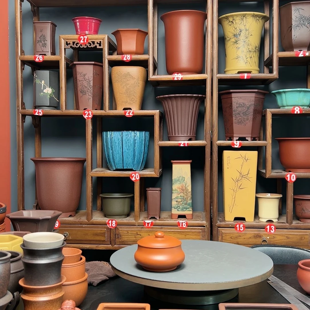 紫砂花盆ℳ***然紫砂茶叶罐