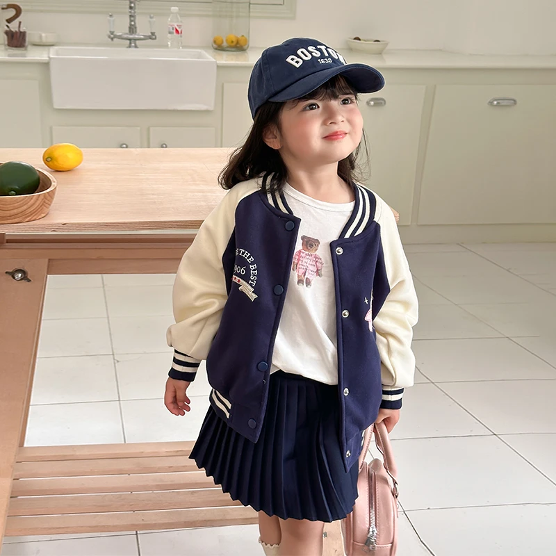 【橘子家】女童卡通长袖棒球服2025春季新款儿童潮外套HS61019