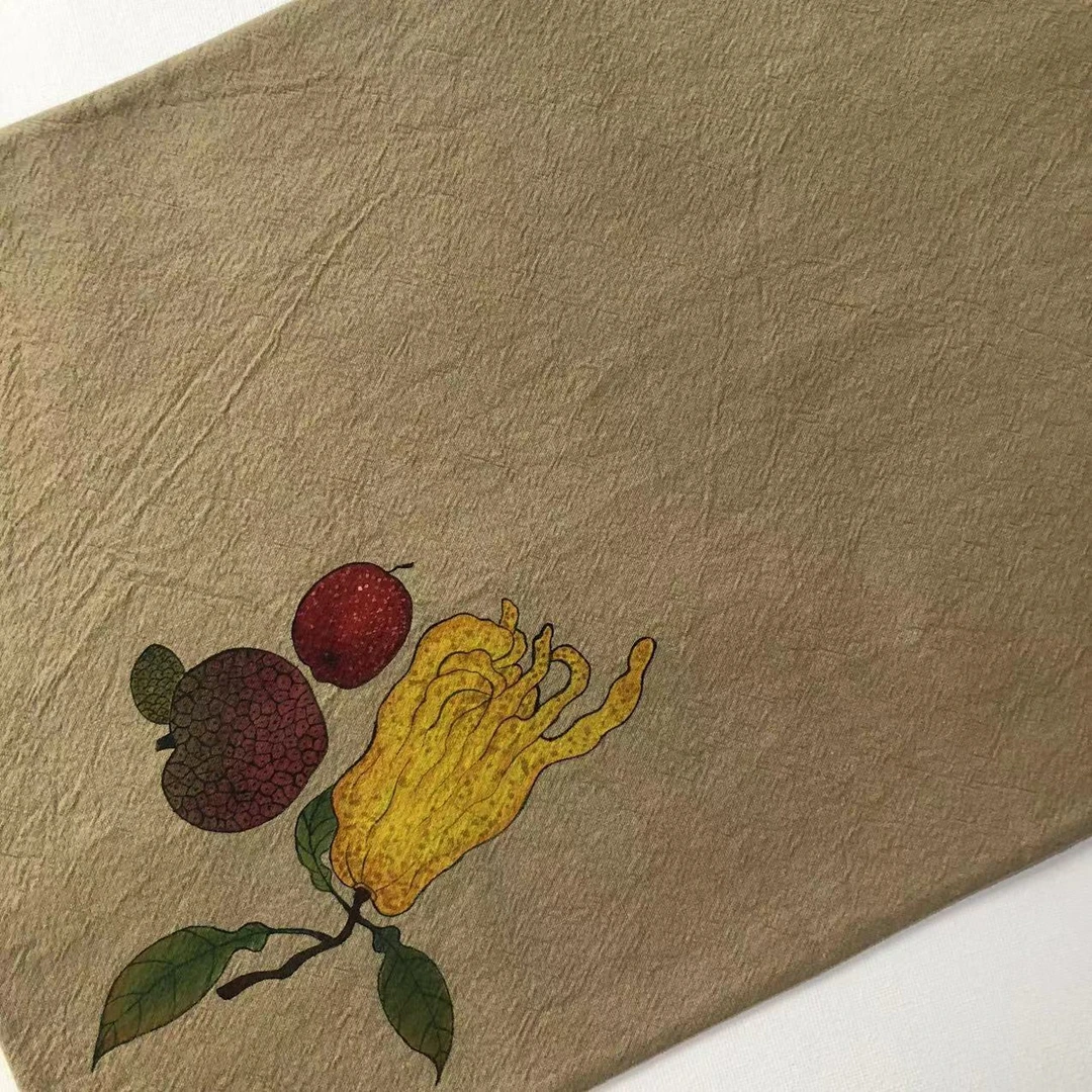 佛手柑手绘茶席尺寸49*29厘米/干泡茶席 茶艺配套 茶道 彧红