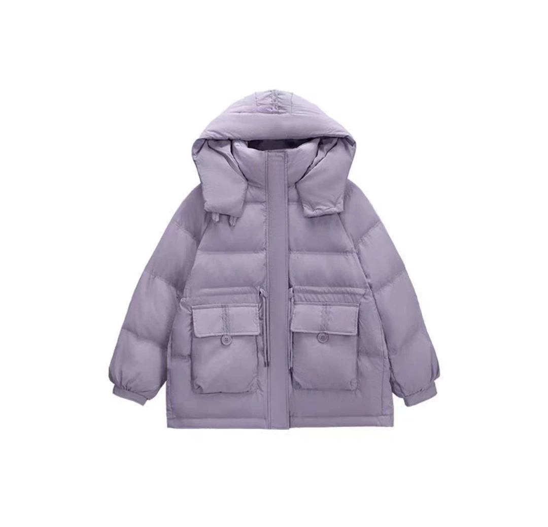 羽绒韩版宽松气质百搭连帽加厚立领冬季外套J-2511