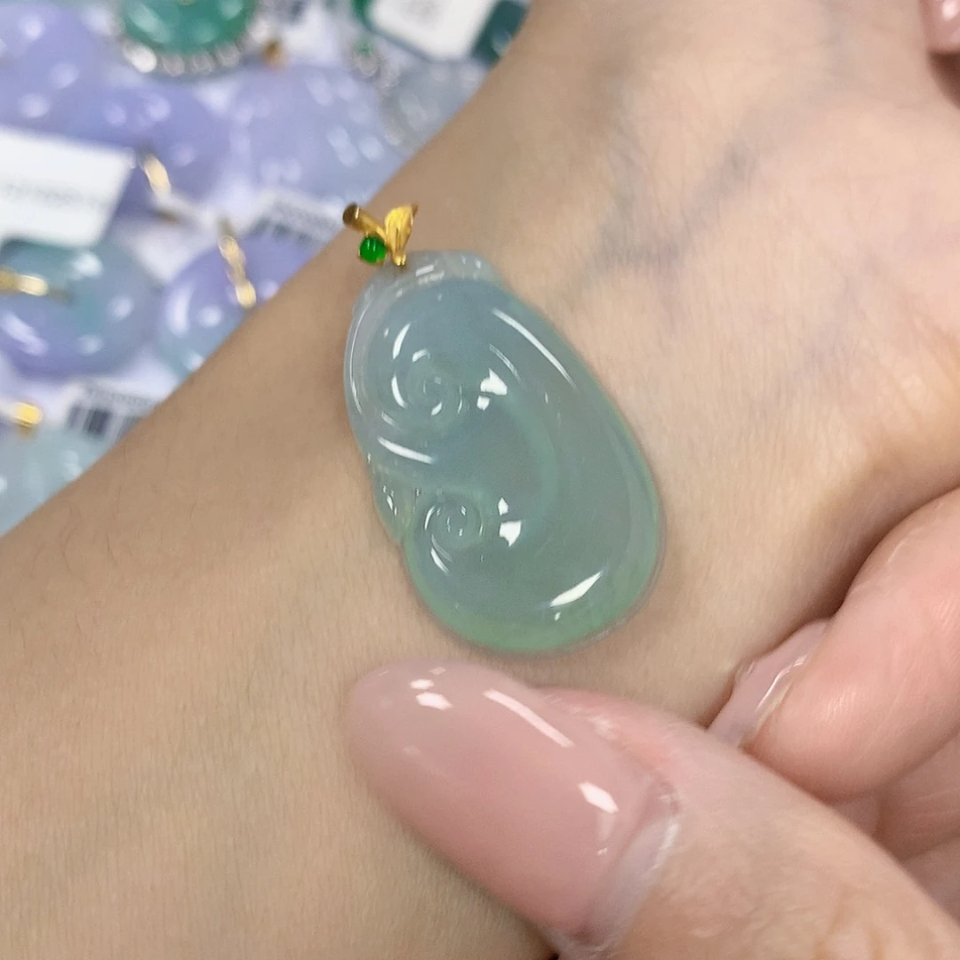 翡翠18K金镶嵌颈饰天然翡翠a货 百元以上9米证书费自理